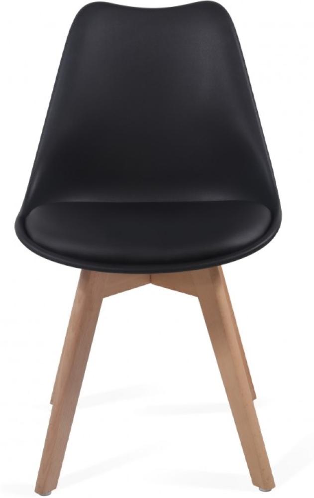 MIADOMODO® 4er-Set Esszimmerstühle mit Sitzkissen, Kunststoff & Massivholz schwarz Bild 1