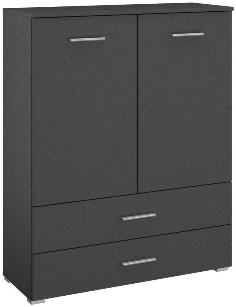 Kommode Hannah mit 2 Türen + 2 Schubladen mit Softclose-Funktion B 93 cm H 119 cm grau Bild 1