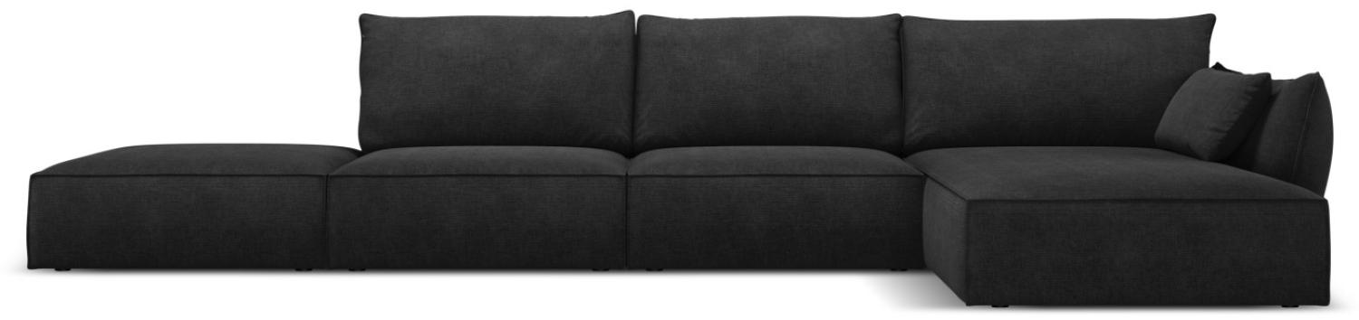Micadoni 5-Sitzer Ecke rechts Sofa Kaelle | Bezug Black | Beinfarbe Black Plastic Bild 1