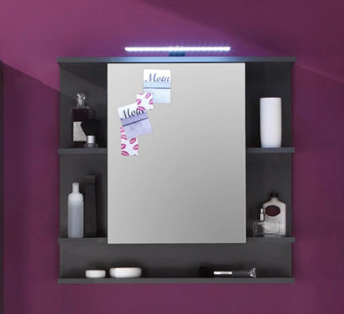 Badezimmer Spiegelschrank Tetis mit Regalfächern und ohne Beleuchtung Graphit grau 72 x 72 cm Badmöbel Bild 1