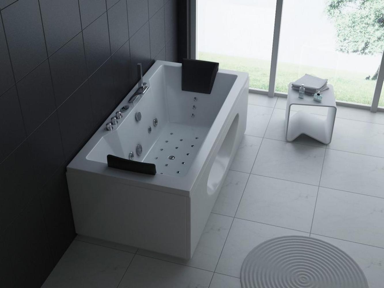 PureHaven Whirlpool 180x90 cm Heizung Reinigungsprogramm & Lichttherapie Wasserfall Bluetooth-fähiges Soundsystem Bild 1
