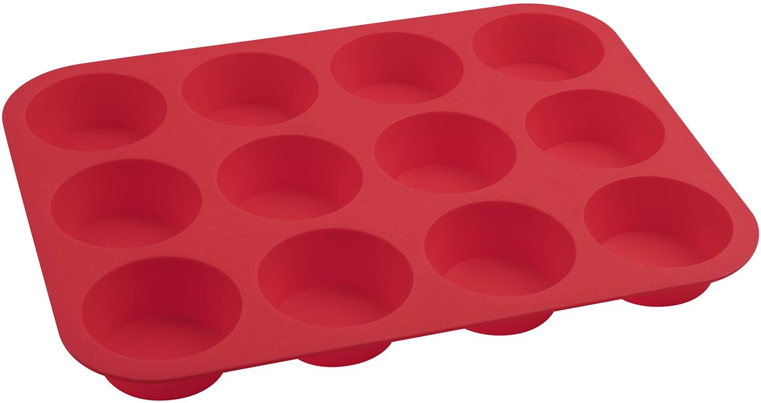 Dr. Oetker Muffinform 12er Cups 34 x 26 x 3 cm FLEXXIBLE LOVE, Silikonfrom für Muffins, Backform aus hochwertigem Platinsilikon, Form mit Antihaft-Eigenschaften (Farbe: Rot), Menge: 1 Stück Bild 1