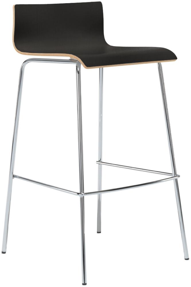 Design Barhocker mit Rückenlehne, Sitzschale Schwarz, Höhe 91cm Bild 1