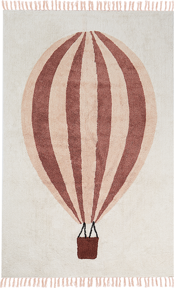 Baumwollteppich Heißluftballonmotiv 140 x 200 cm Grauweiß BAZALETI Bild 1