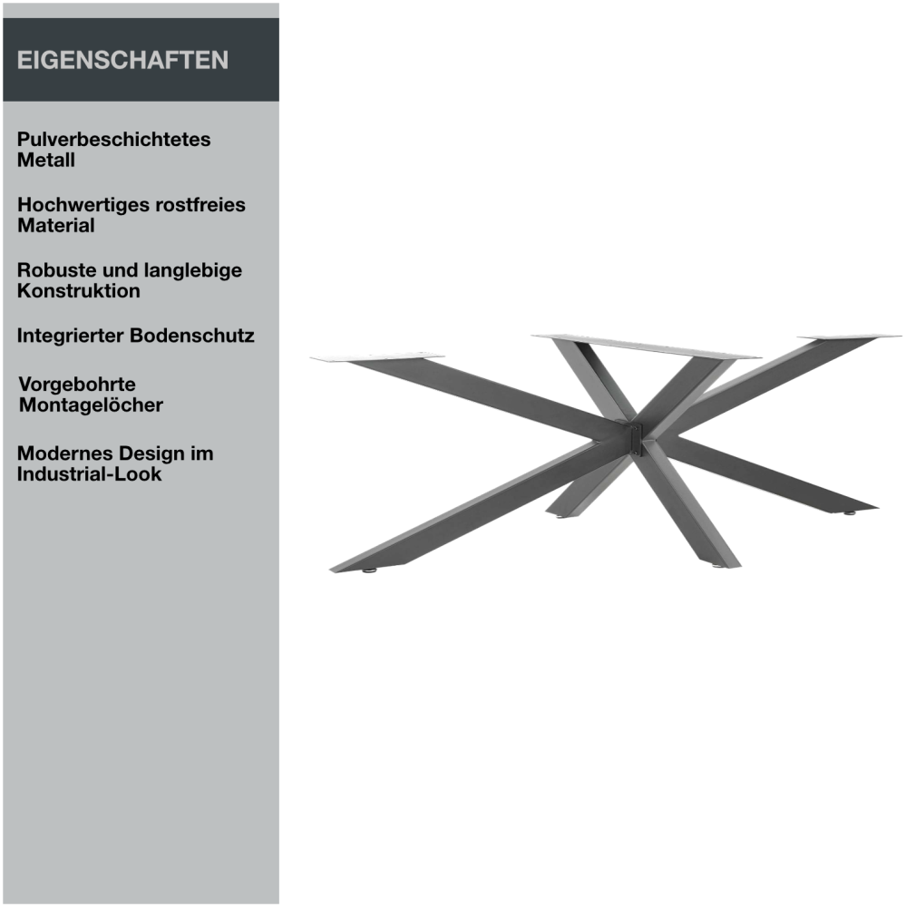 Tischgestell | X-Design | 98x58x43 cm | Stahl - Anthrazit Bild 1
