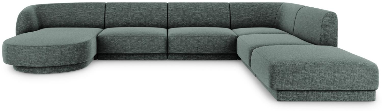 Micadoni 6-Sitzer Panorama Ecke rechts Sofa Miley | Bezug Petrol | Beinfarbe Black Plastic Bild 1