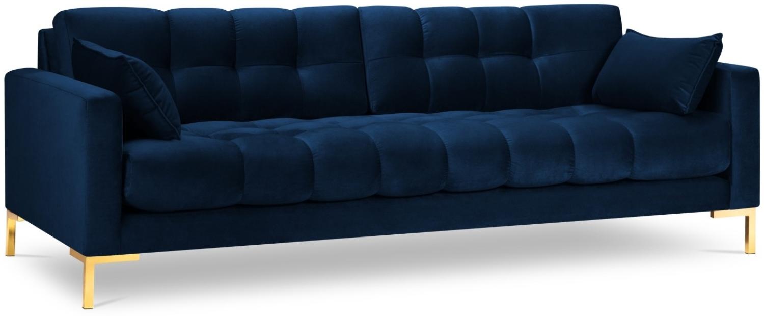 Micadoni 4-Sitzer Samtstoff Sofa Mamaia | Bezug Royal Blue | Beinfarbe Gold Metal Bild 1