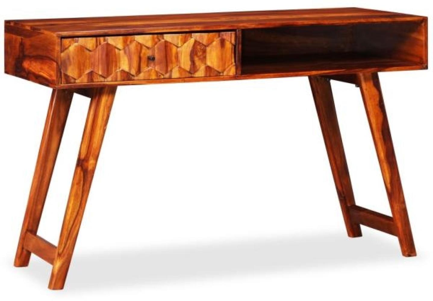 Schreibtisch mit einer Schublade, Massivholz braun, 118 x 50 x 76 cm Bild 1