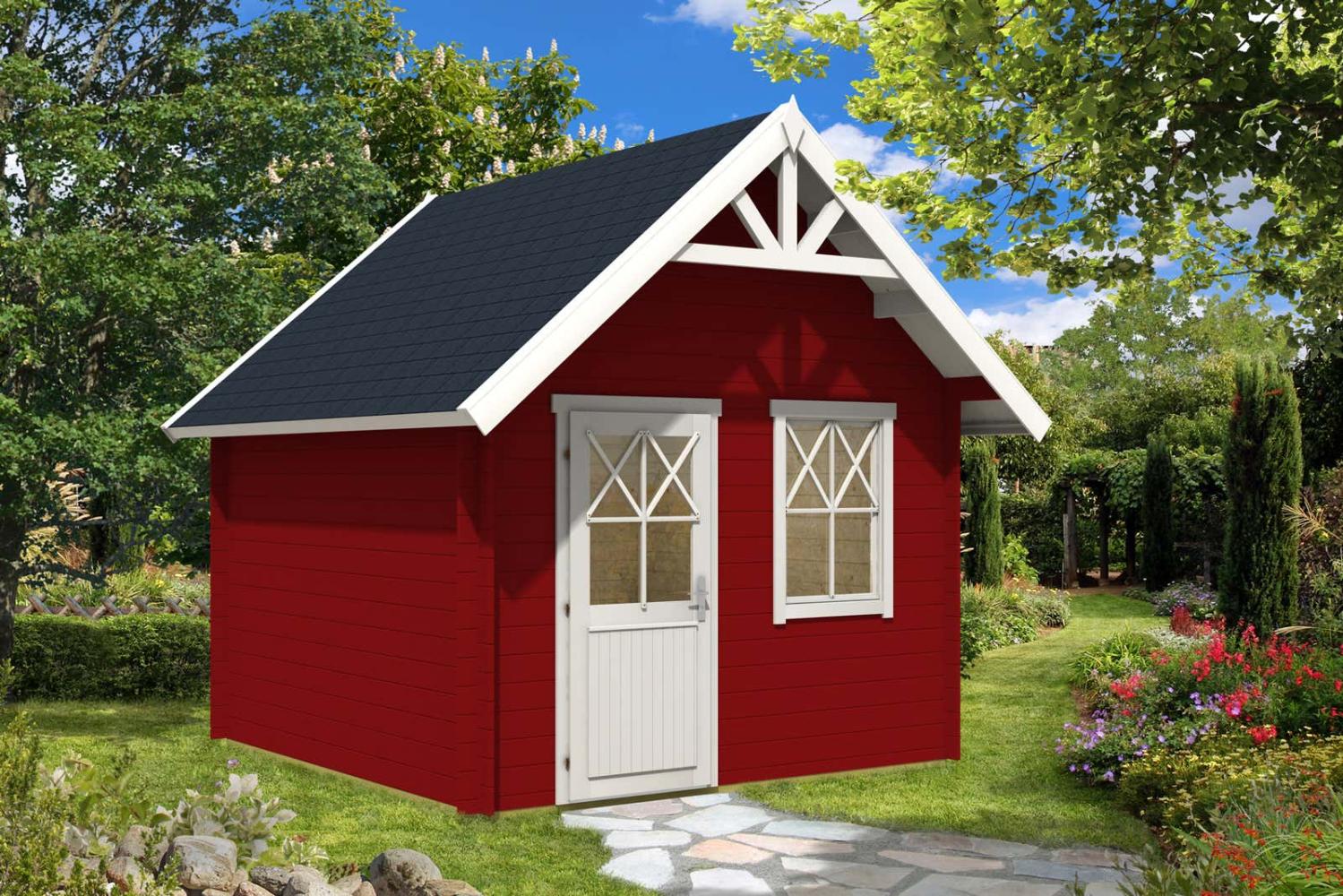 Alpholz Schwedenhaus-28 Gartenhaus aus Holz Holzhaus mit 28 mm Wandstärke Blockbohlenhaus mit Montagematerial Bild 1