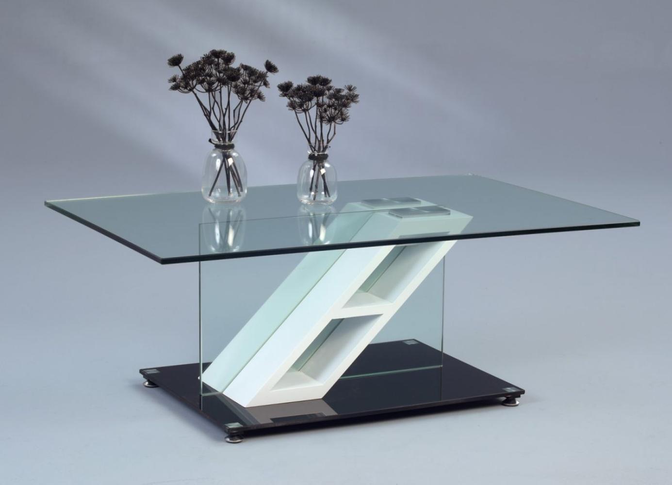 Couchtisch Beistelltisch - Luis - 110x70 cm Glas / Weiss matt Bild 1
