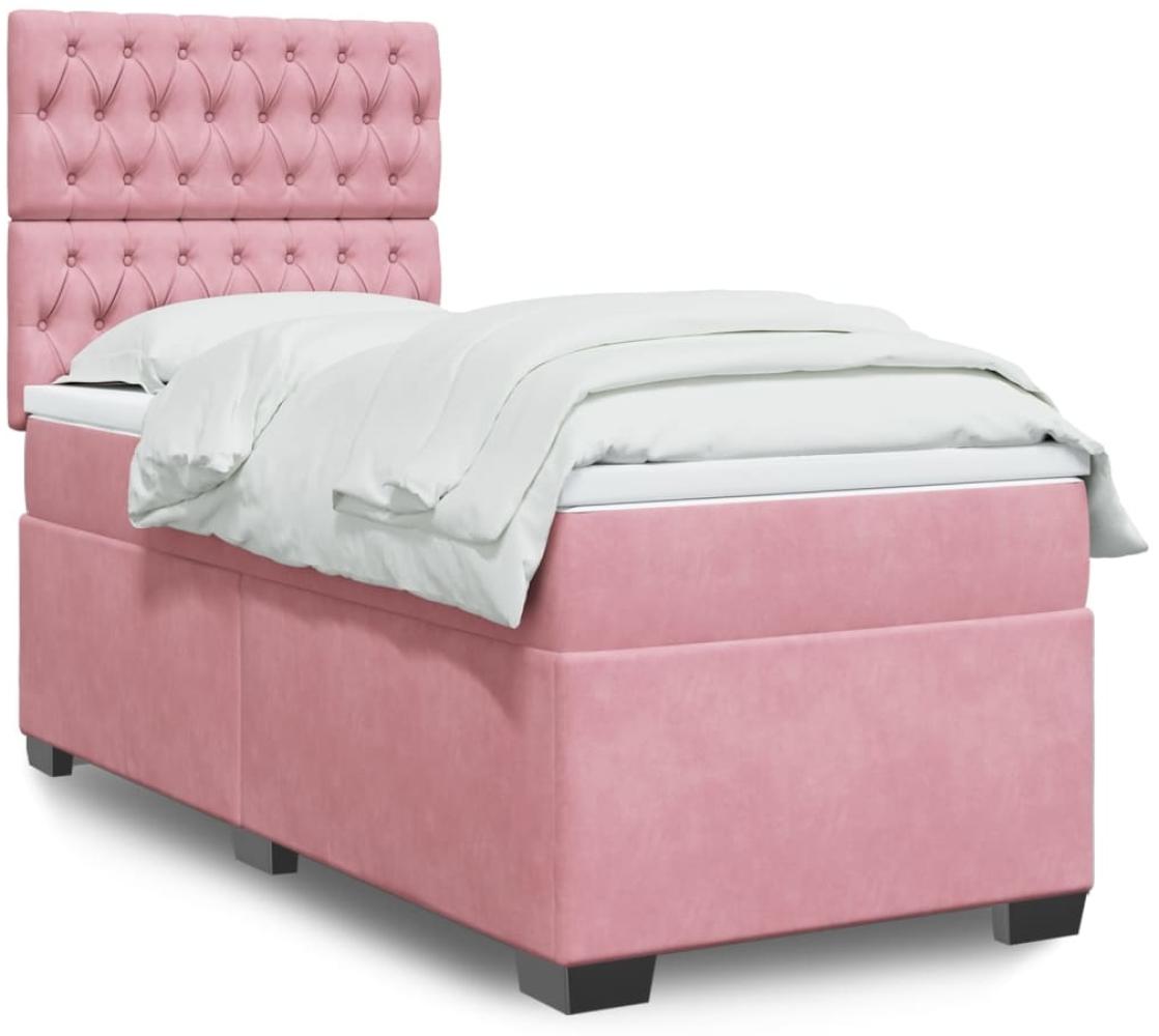 vidaXL Boxspringbett mit Matratze Rosa 90x190 cm Samt 3290797 Bild 1