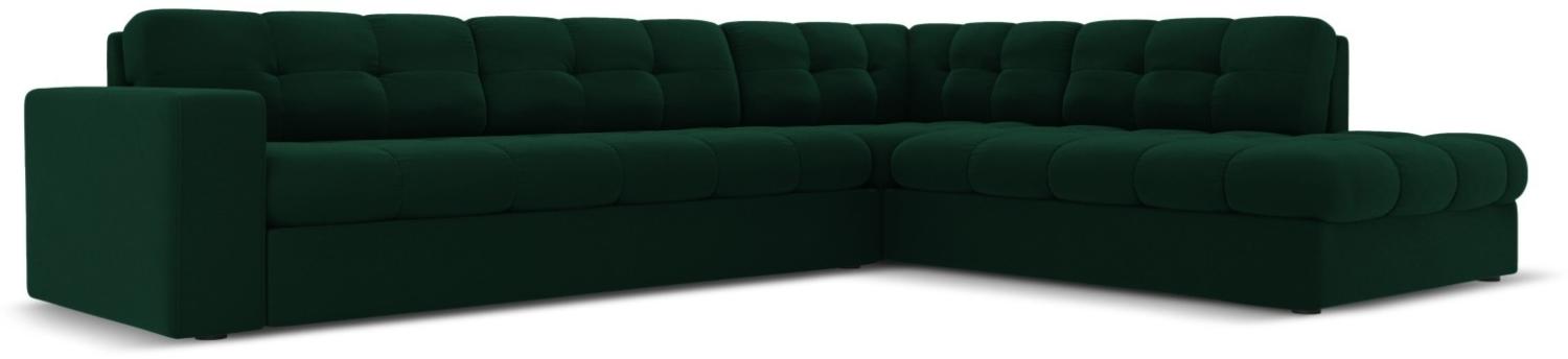 Micadoni 5-Sitzer Samtstoff Ecke rechts Sofa Justin | Bezug Bottle Green | Beinfarbe Black Plastic Bild 1