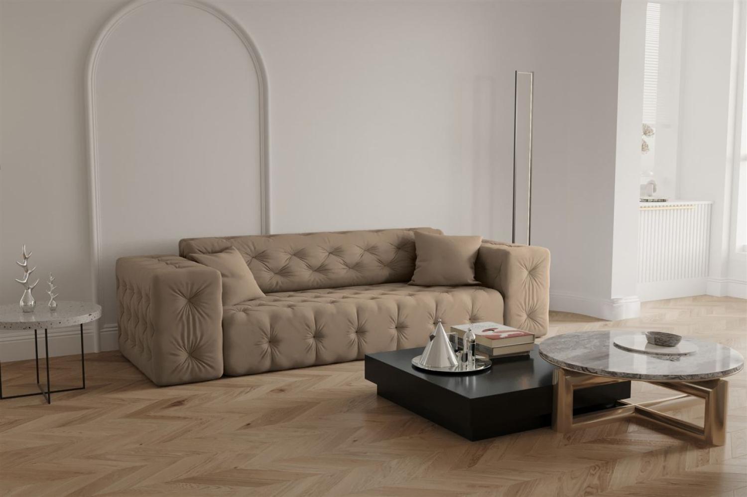 Sofa Designersofa CHANTAL 3-Sitzer in Stoff Opera Velvet Taupe Bild 1