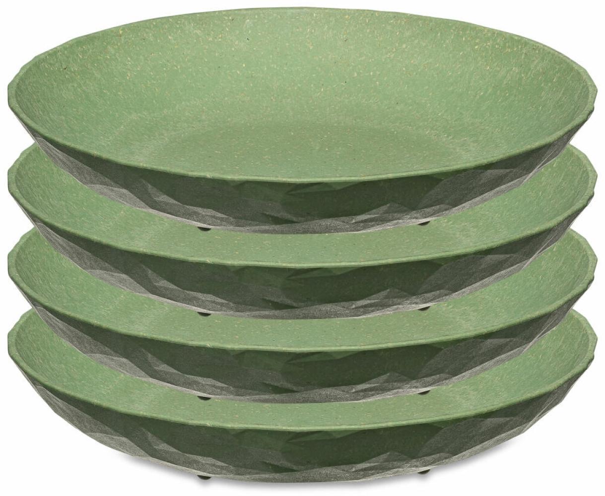 Koziol Tiefer Teller 4er-Set Club Plate, Suppenteller, Schalen, Kunststoff-Holz-Mix, Nature Leaf Green, 22 cm, 5006703 Bild 1