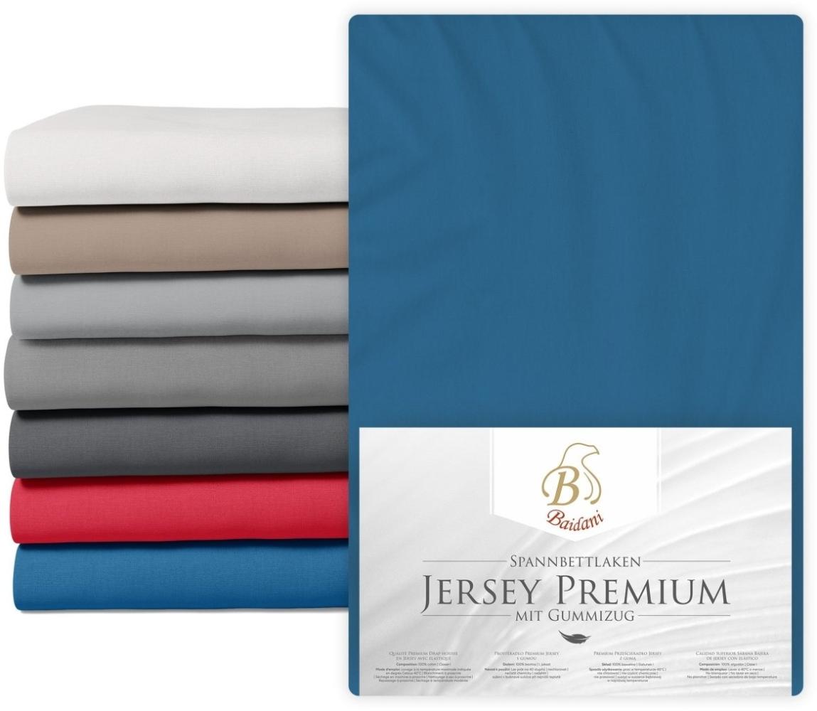 Premium Boxspring Bettlaken Jersey 180x200 Blau Bild 1