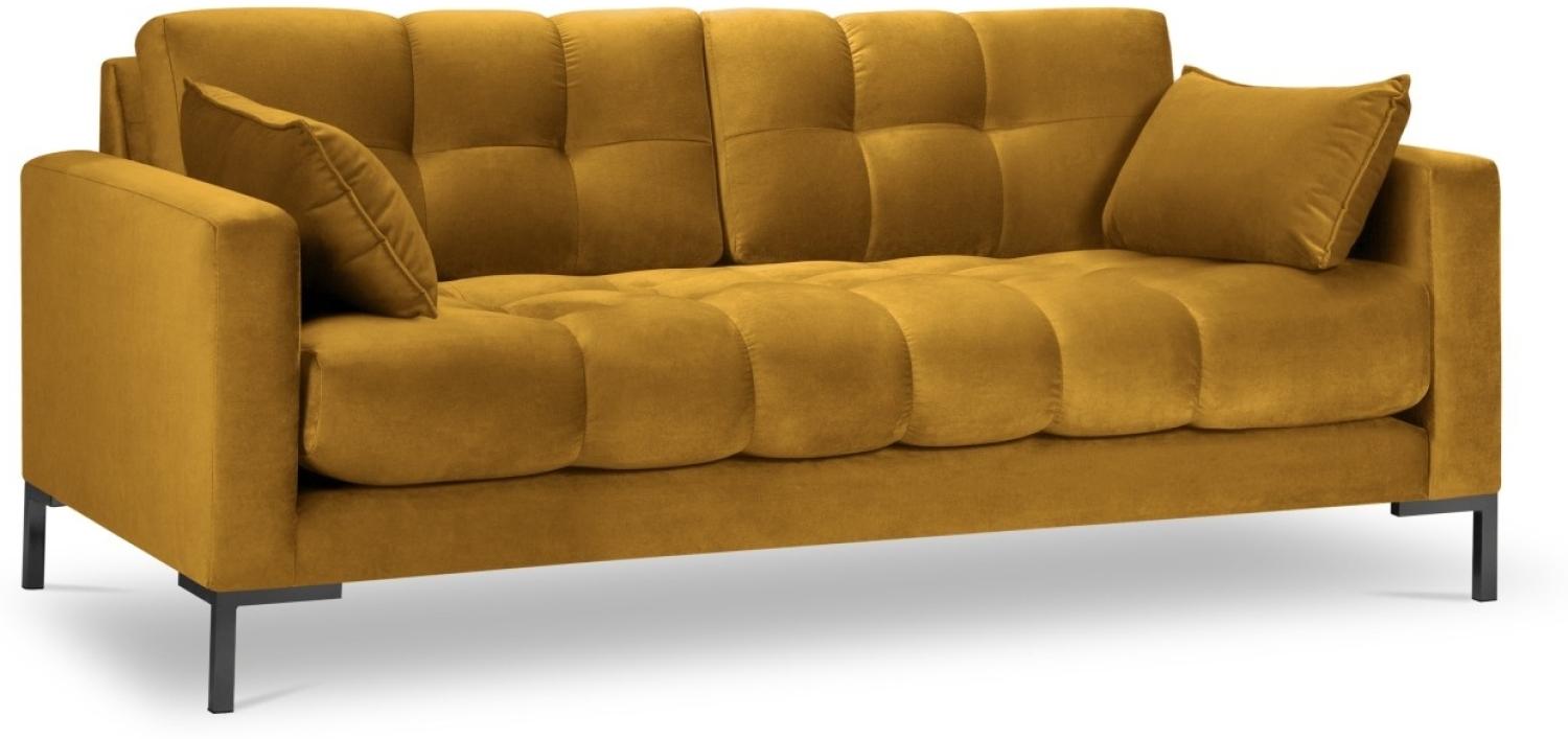 Micadoni 3-Sitzer Samtstoff Sofa Mamaia | Bezug Yellow | Beinfarbe Black Metal Bild 1