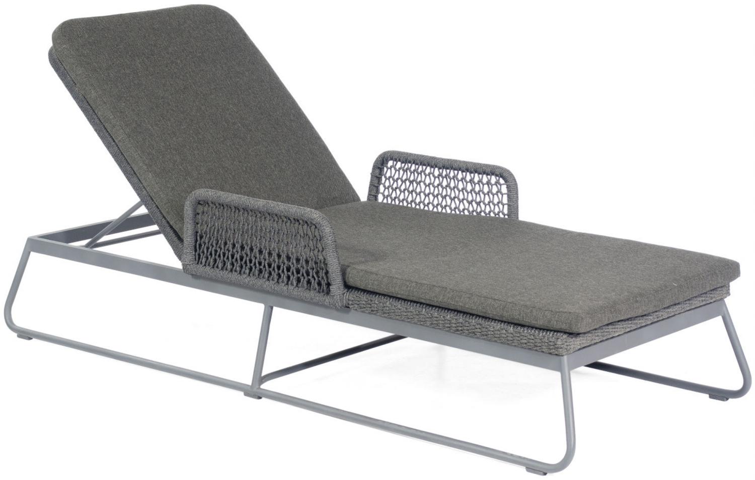 Sonnenpartner Lounge-Liege Poison Aluminium mit Polyrope dunkelgrau mit Auflage Relaxsessel Gartenli Bild 1
