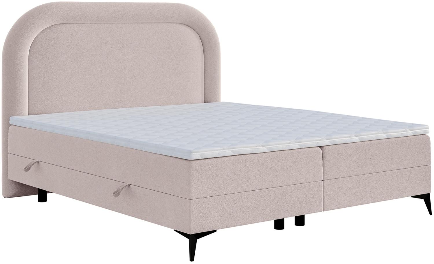 Selsey LOREO - Boxspringbett mit Bettkasten, Chenille-Bezug in Hellbeige, 160x200 cm Bild 1