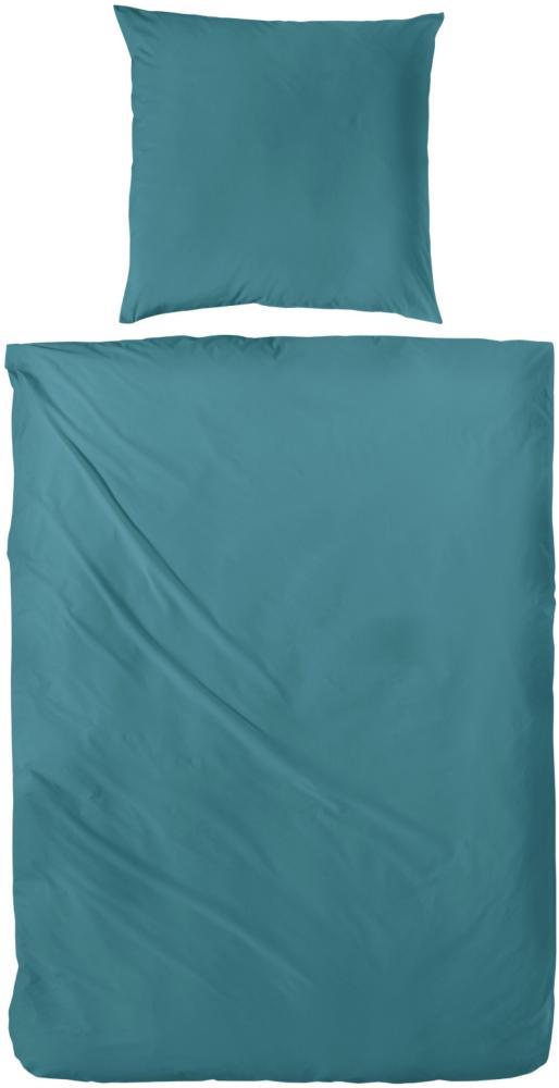 Hahn Haustextilien Luxus-Satin Bettwäsche uni Farbe smaragd Größe 200x200 cm Bild 1
