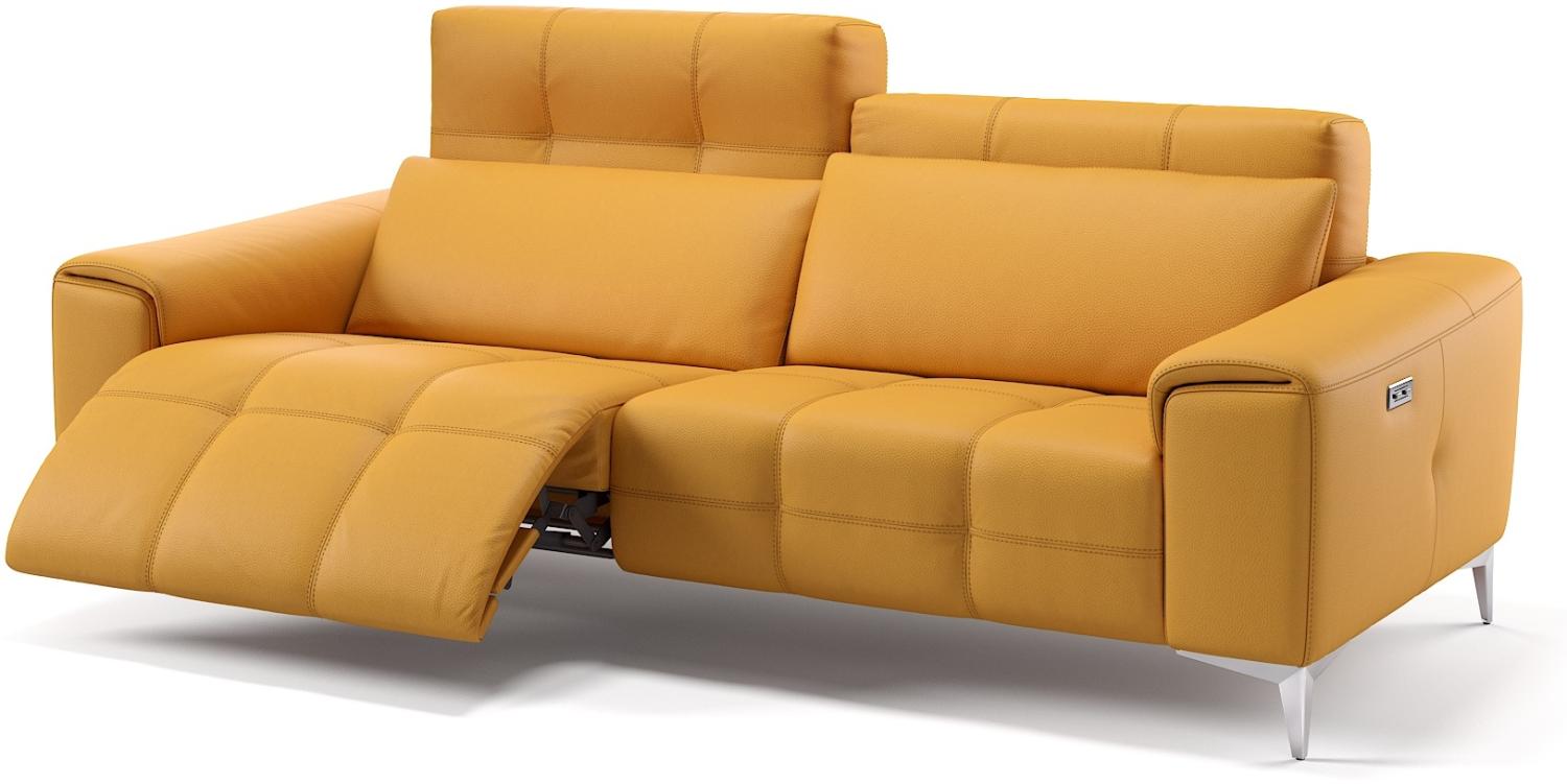 Sofanella Ledercouch SALENTO Sofa 3-Sitzer verstellbar in Gelb M: 218 Breite x 100 Tiefe Bild 1