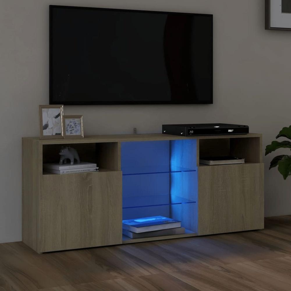 TV-Schrank mit LED-Leuchten Sonoma-Eiche 120x30x50 cm Bild 1
