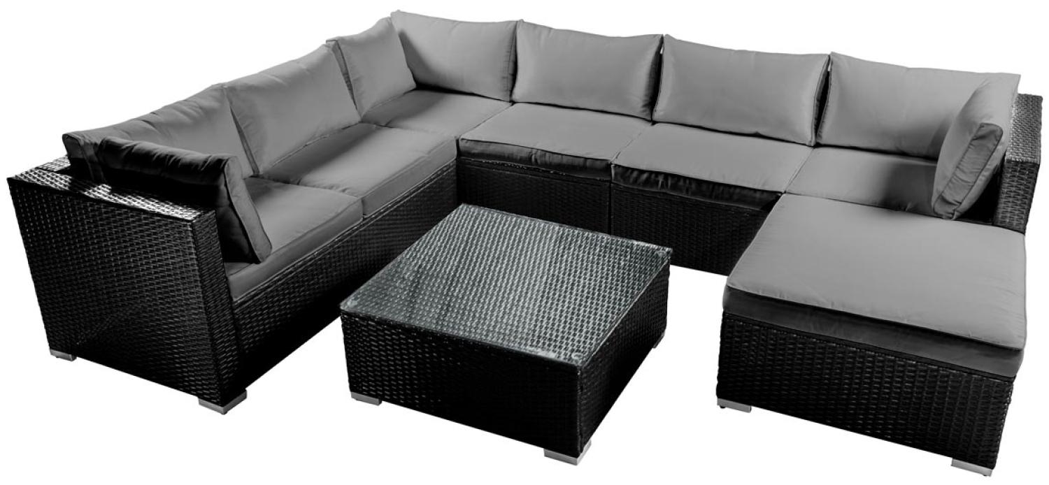 BRAST Gartenmöbel Lounge Sofa Couch Set Luxus Schwarz Poly-Rattan für 6 Personen Bild 1