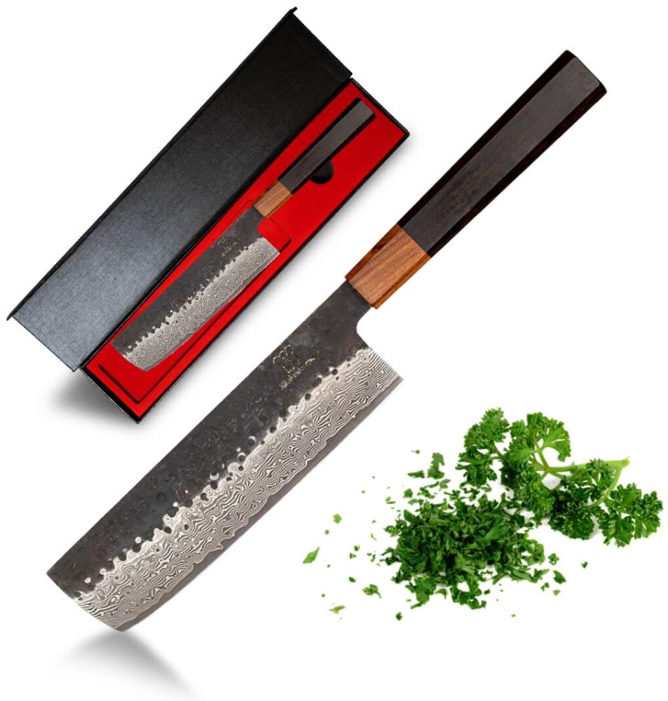 Shikku Nakiri Messer - Küchenmesser aus 67 Lagen Damaststahl - Japanischer VG10 Stahlkern - japanisches Messer Bild 1