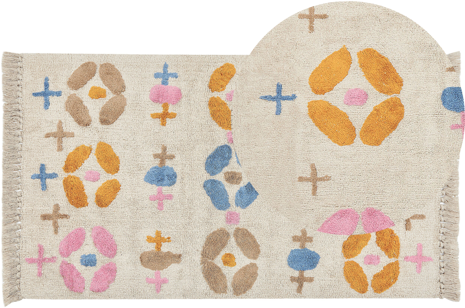 Teppich Baumwolle mehrfarbig 80 x 150 cm geometrisches Muster Kurzflor DARAN Bild 1