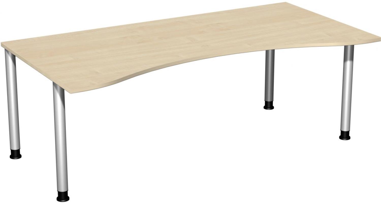 Schreibtisch '4 Fuß Flex' höhenverstellbar, 200x100cm, Ahorn / Silber Bild 1