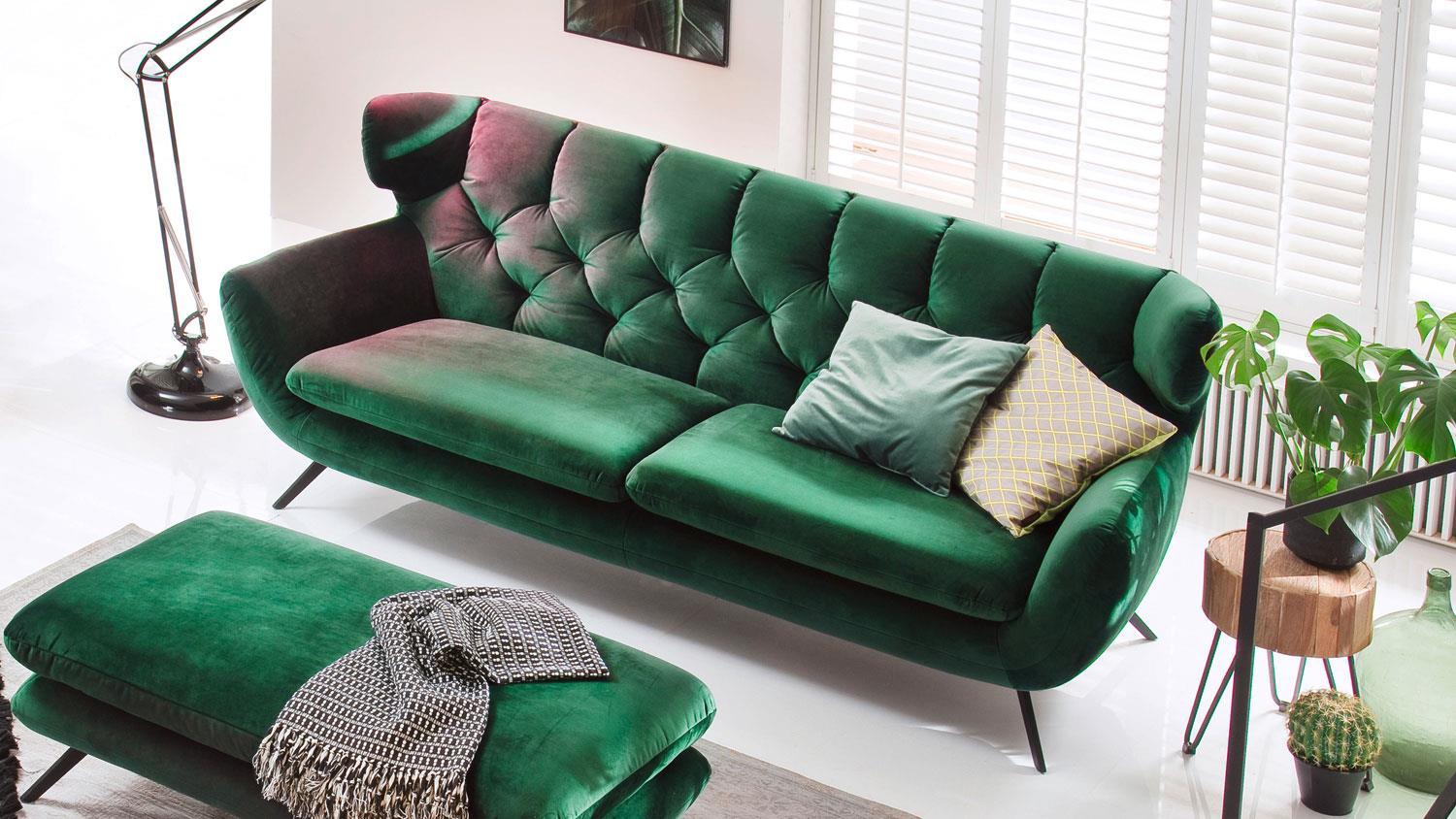 Candy 'Sixty' Einzelsofa, 2,5-Sitzer, Stoff Velour smaragd grün, 200 cm Bild 1
