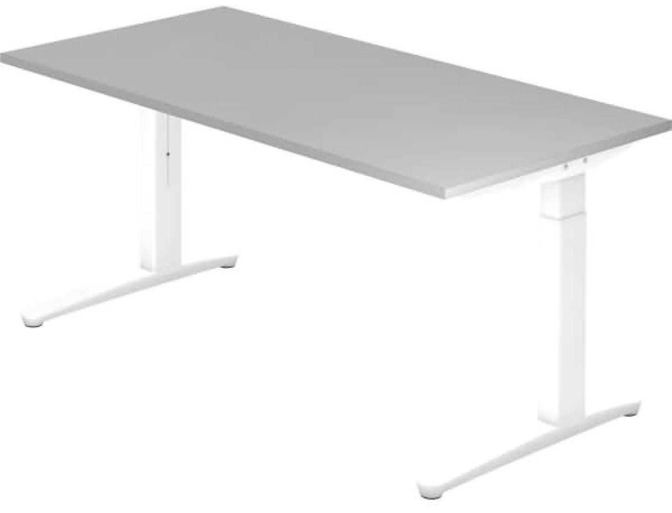'XB16' Schreibtisch, C-Fuß, 160x80cm, Grau/Weiß Bild 1