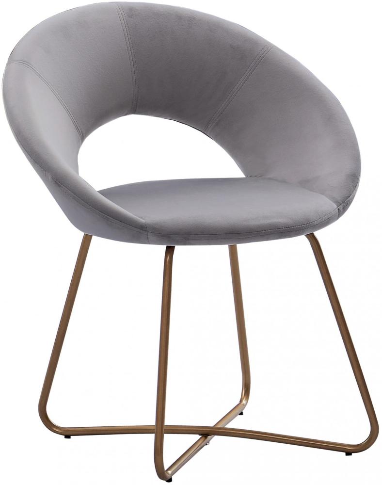 Esszimmerstuhl Design-Sessel Samt grau Metallbeine gold LENNY 524426 Bild 1