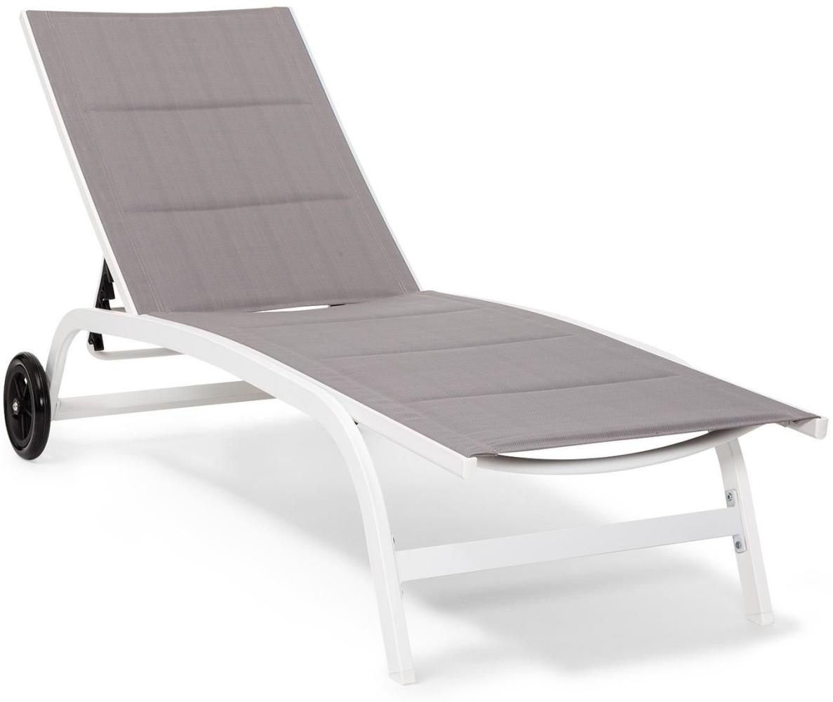Limala Sonnenliege Lounger Stahl/Aluminium Textilene 150 kg mobil Weiß Bild 1