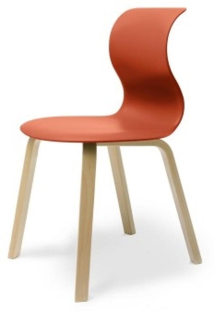 Pro 6 Stuhl - Gestell Buche korallrot Universalgleiter Kunststoff Bild 1