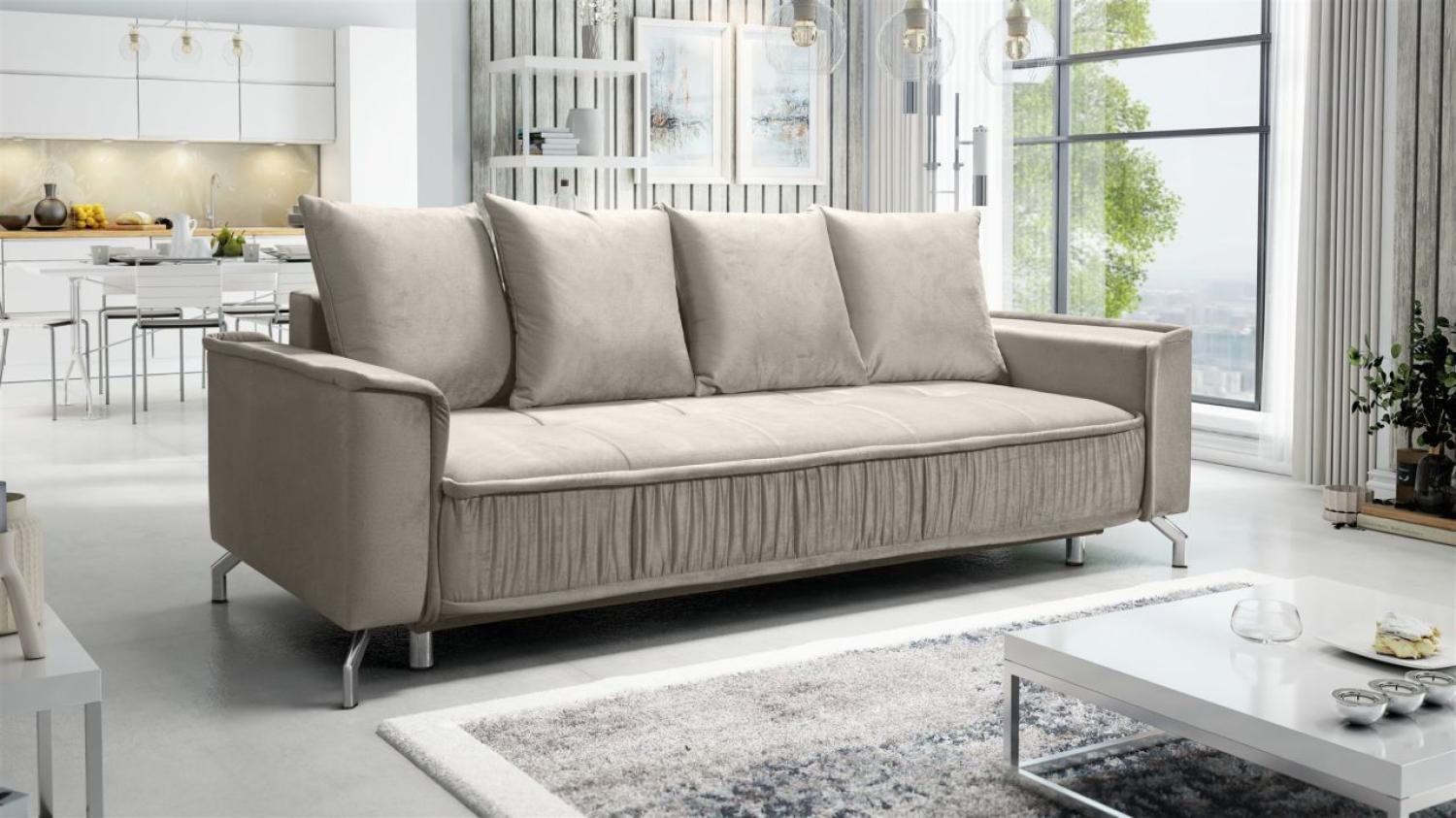 Schlafsofa Sofa 3-Sitzer FLORENCE Stoff Element Hellbeige Bild 1