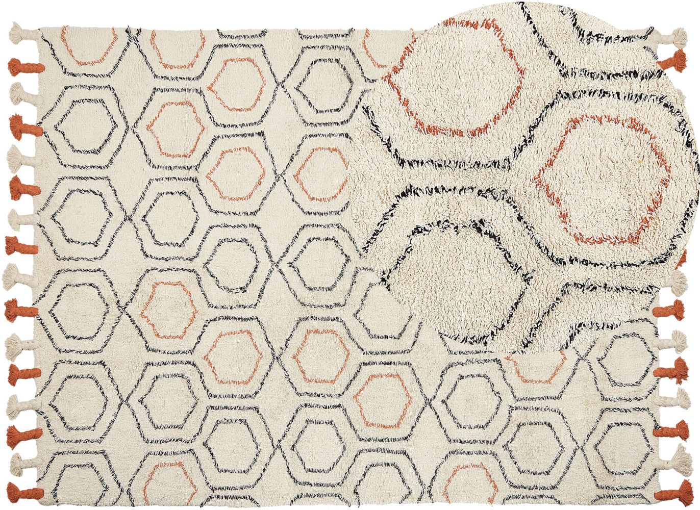 Teppich Baumwolle beige orange 160 x 230 cm geometrisches Muster Kurzflor HAJIPUR Bild 1