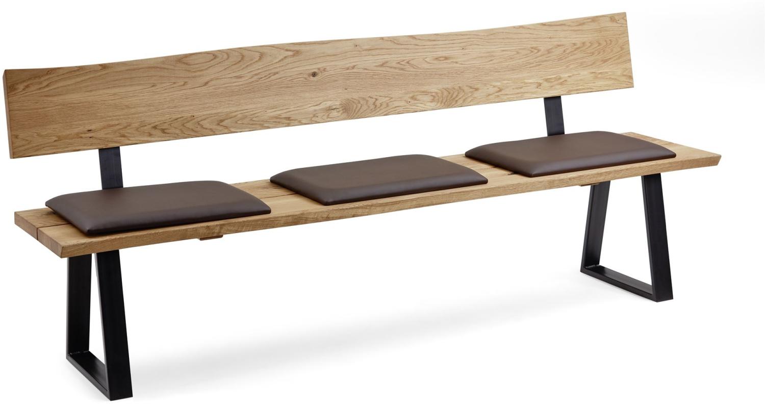 Sitzbank mit Rückenlehne Dido 200 x 54 x 87 Küchenbank Holz massiv Wildeiche/Dunkelbraun 12109-200 Bild 1