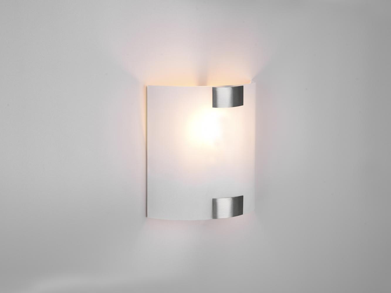 Flache LED Wandleuchte mit Glas Lampenschirm Weiß & Silber, 20 x 20cm Bild 1