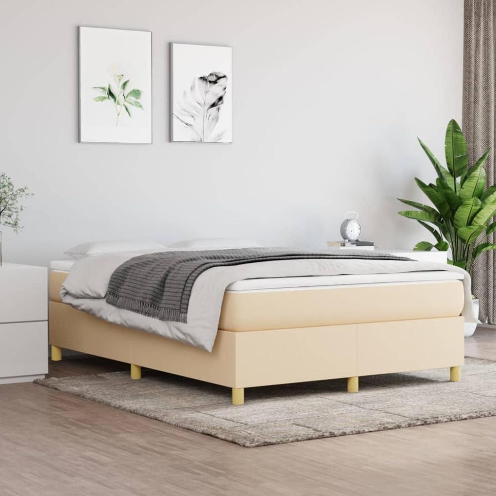 Boxspringbett Creme, Stoff, 140 x 190 cm Bild 1