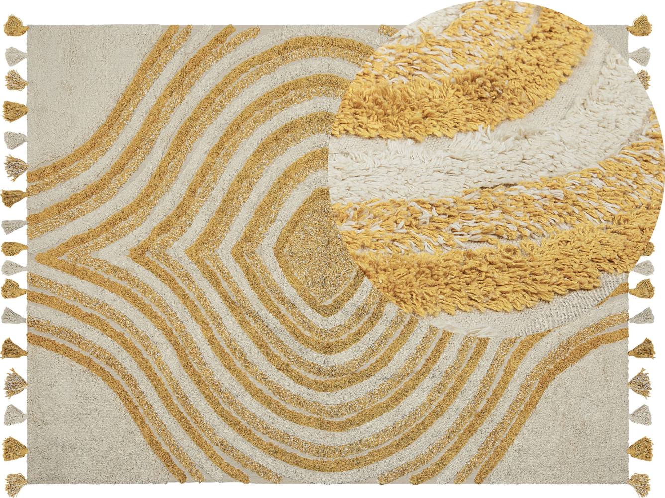 Teppich Baumwolle beige gelb 160 x 230 cm abstraktes Muster BINGOL Bild 1