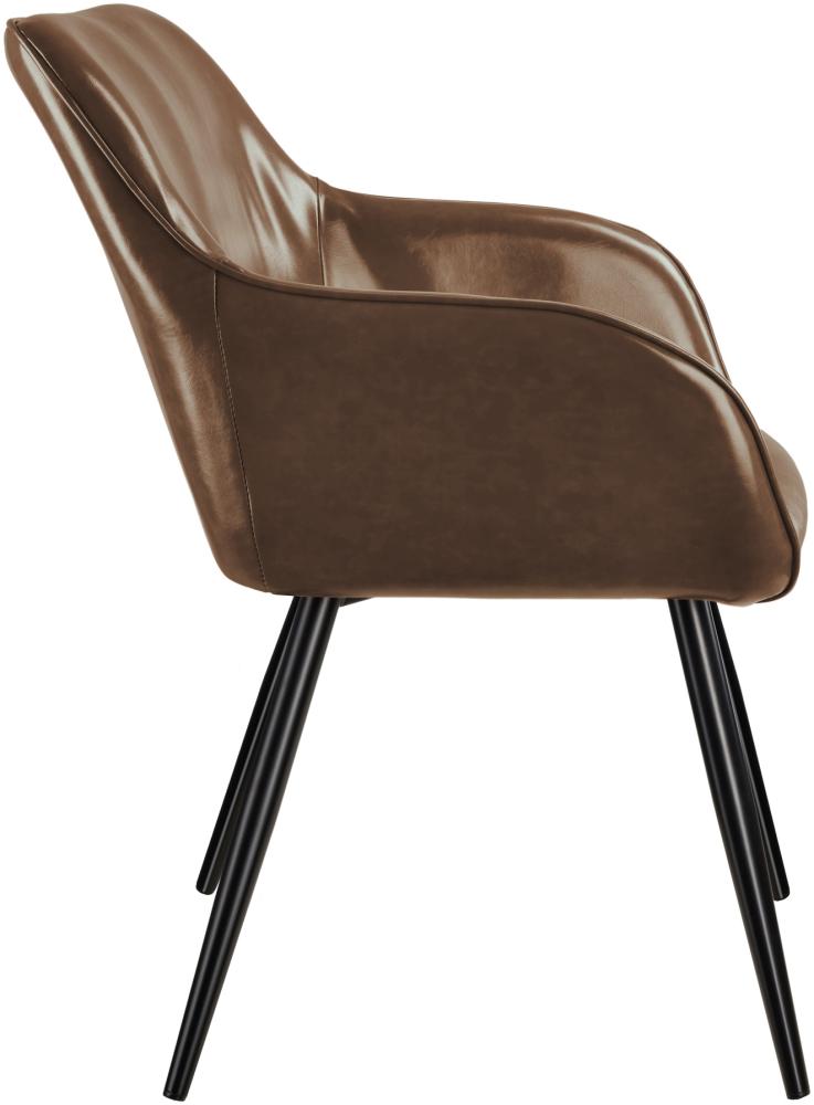 8er Set Stuhl Marilyn Kunstleder, schwarze Stuhlbeine - dunkelbraun/schwarz Bild 1