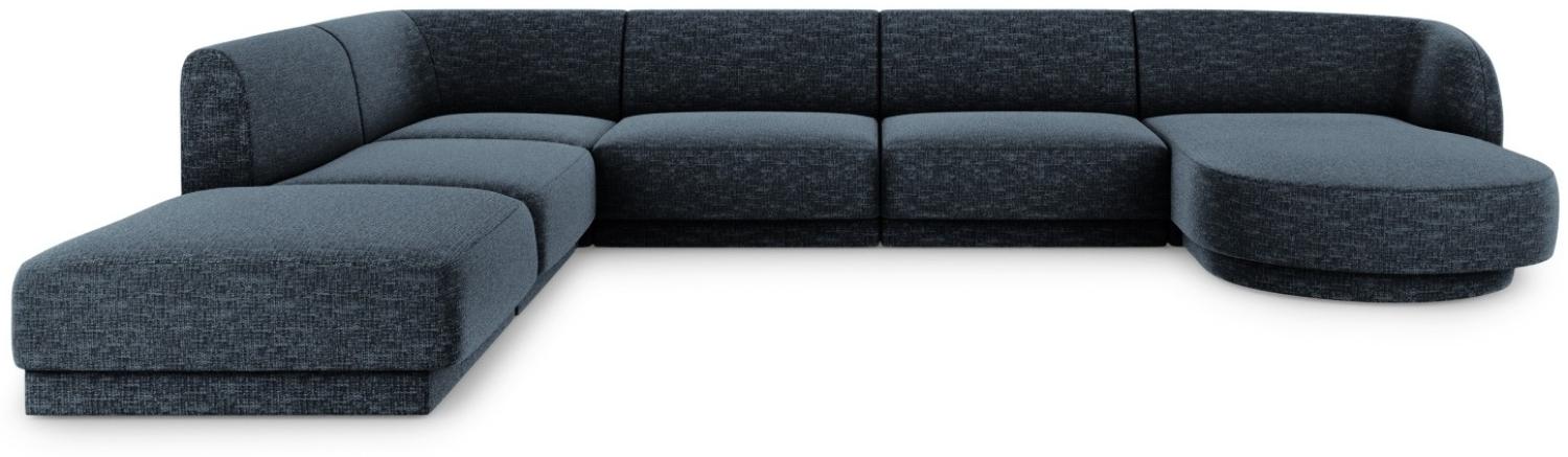 Micadoni 6-Sitzer Panorama Ecke links Sofa Miley | Bezug Royal Blue | Beinfarbe Black Plastic Bild 1