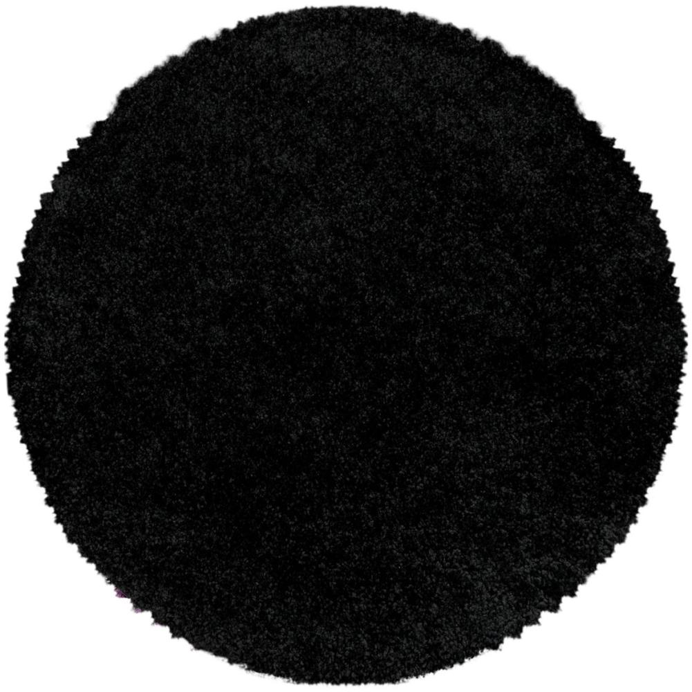 Hochflor Teppich Sima rund - 200 cm Durchmesser - Schwarz Bild 1
