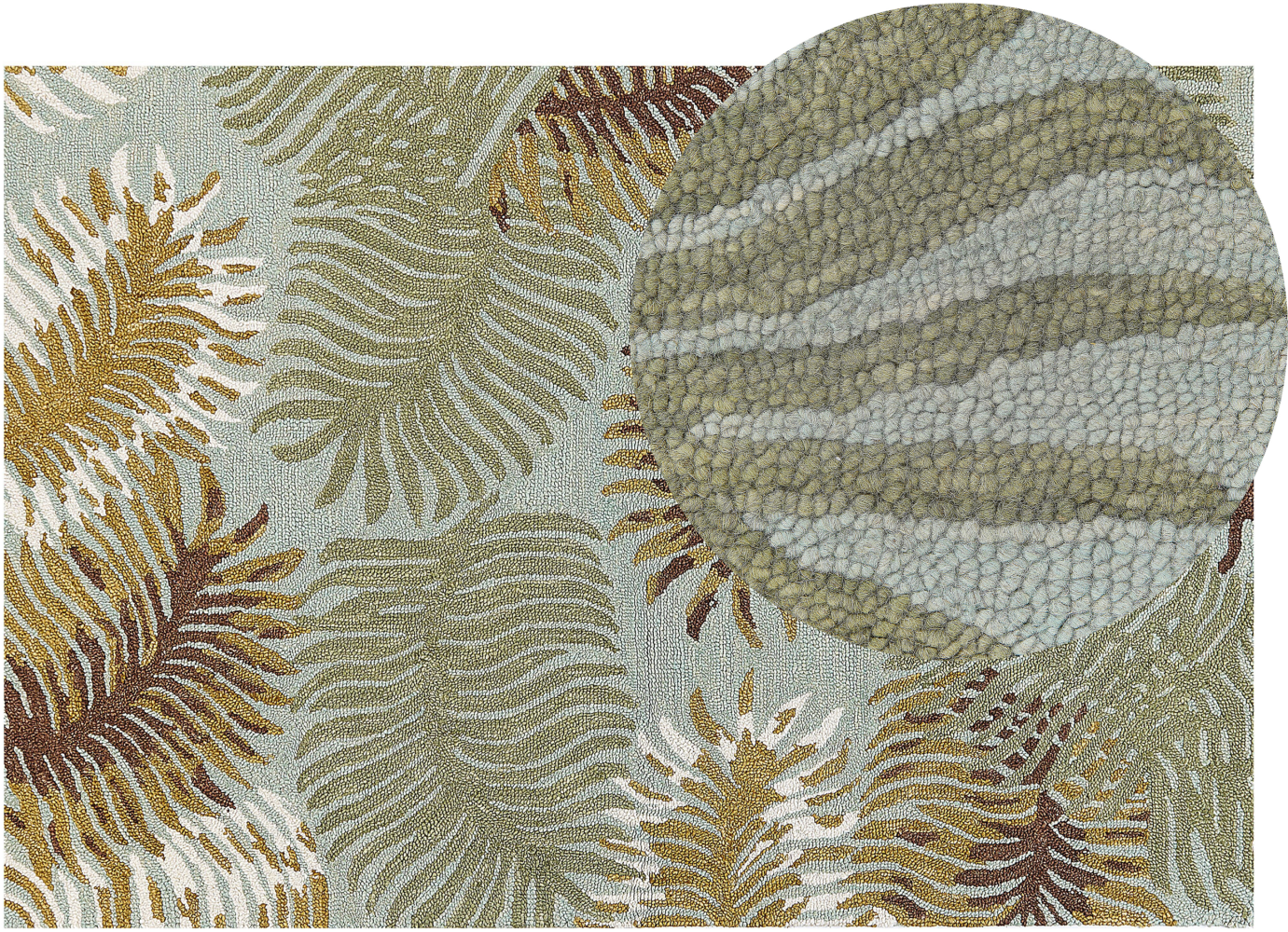 Teppich Wolle mehrfarbig 140 x 200 cm Palmenmuster Kurzflor VIZE Bild 1