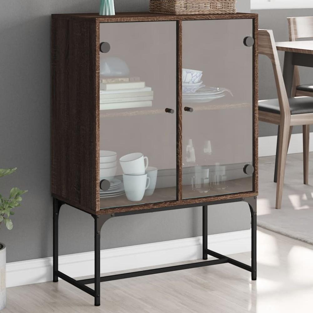 vidaXL Beistellschrank mit Glastüren Braun Eichen-Optik 69x37x100 cm Bild 1