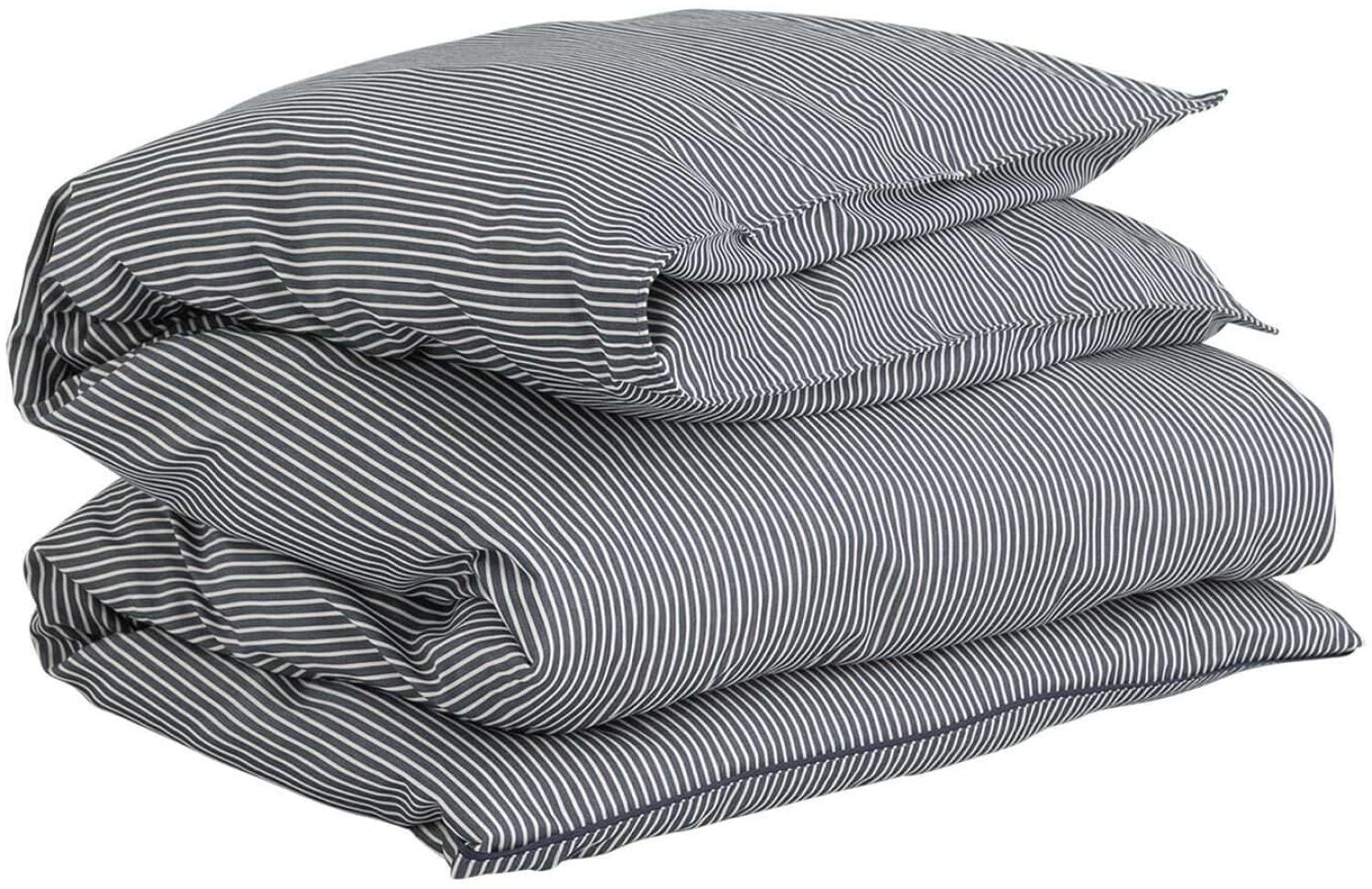 GANT Bettdeckenbezug Bettwäsche Yarn Dyed Stripe Evening Blue 155 x 220 cm Bild 1