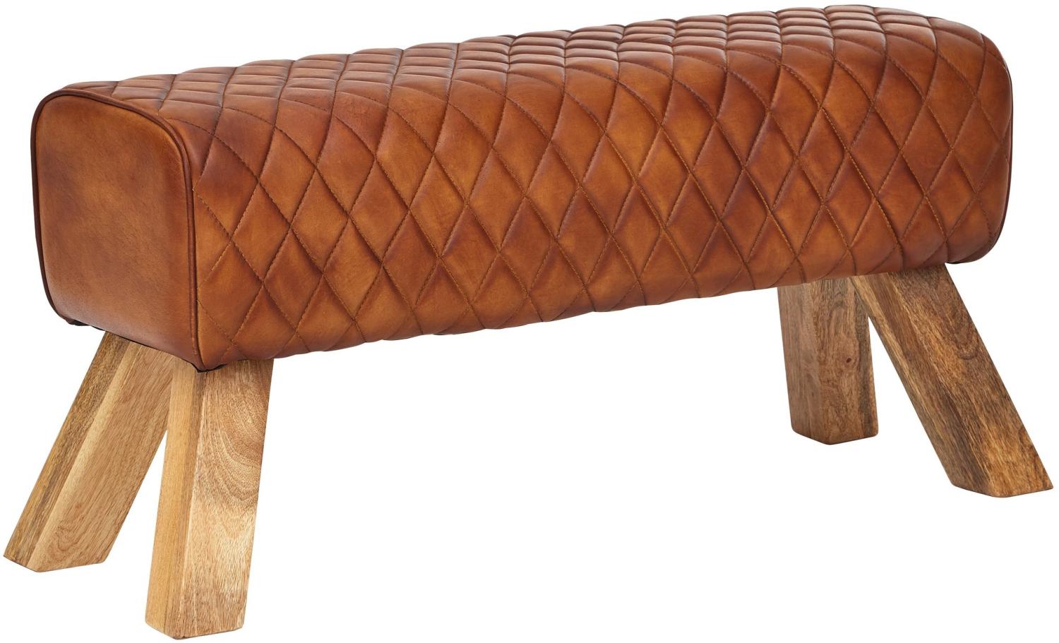 KADIMA DESIGN Extravagante Echtleder-Sitzbank mit massivem Mango Holz: Moderner und stilvoller Blickfang für Flur und Eingangsbereich. Bild 1