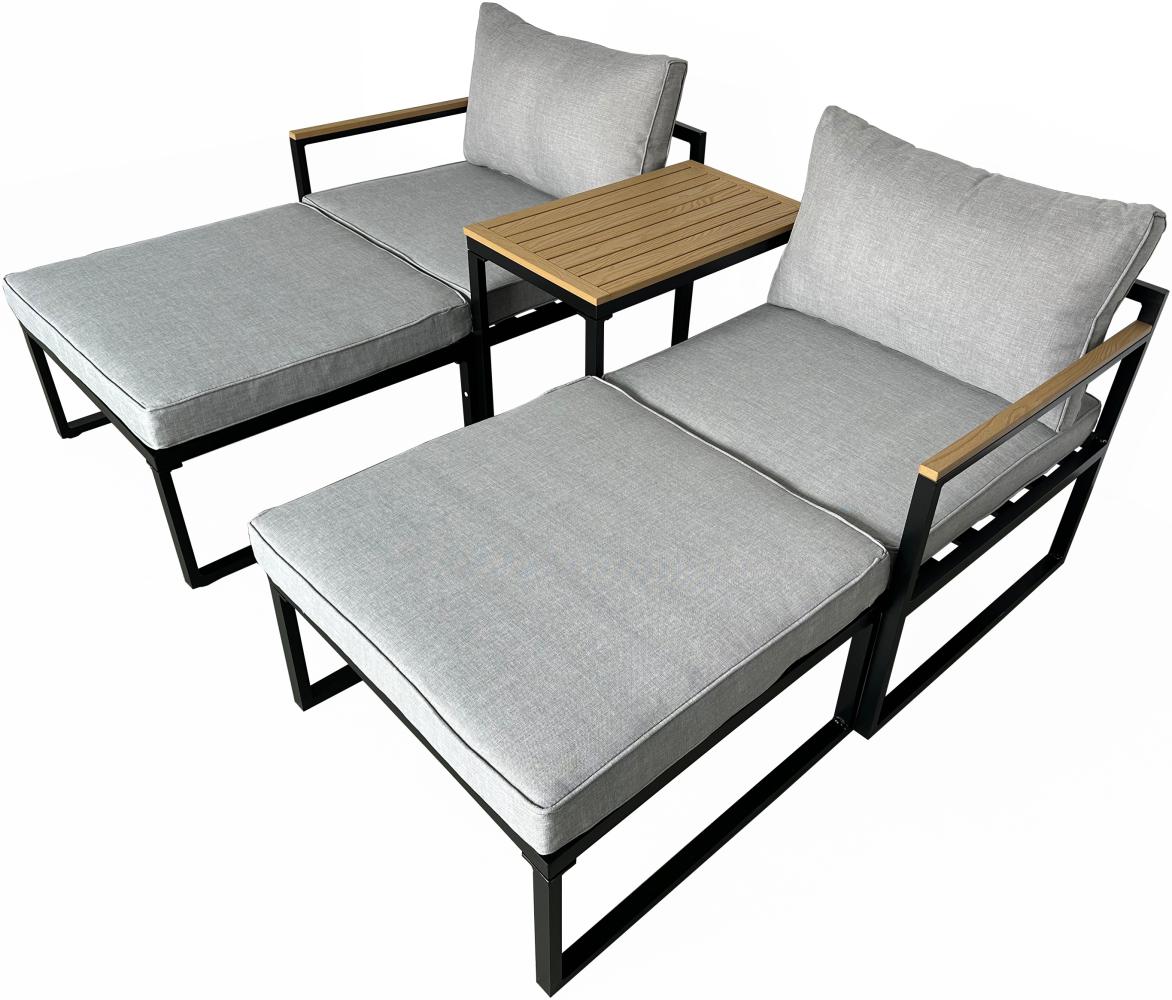 greemotion Lounge-Set Retiro 5-tlg. Aluminium Outdoor-Set mit 2 Sesseln, 2 Fußhockern und einem Tisch, Gartenmöbel-Set, Loungemöbel-Set Bild 1