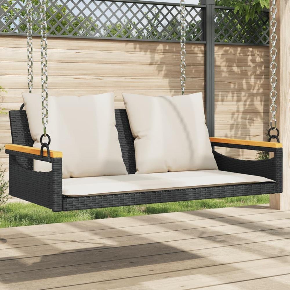 vidaXL Hängebank mit Kissen Schwarz 109x62x40 cm Poly Rattan 368146 Bild 1