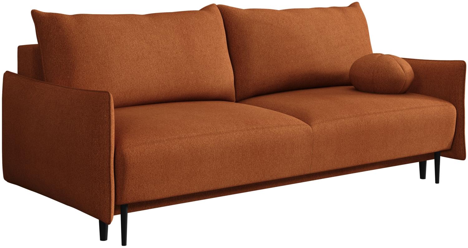 Sofa Dravolt mit Schlaffunktion, Bequeme 3 Sitzer Schlafsofa mit Bettkasten (Farbe: Velo 627) Bild 1